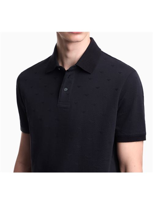 Polo shirt in all-over micro eagle jacquard jersey Emporio Armani | EM004912 AF10762.FB469